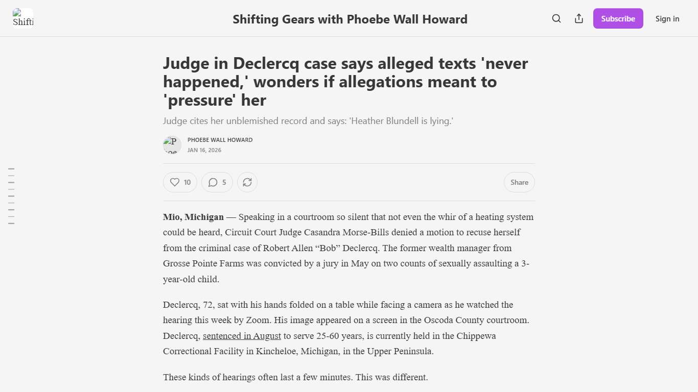 Declercq judge says alleged texting with juror never happened