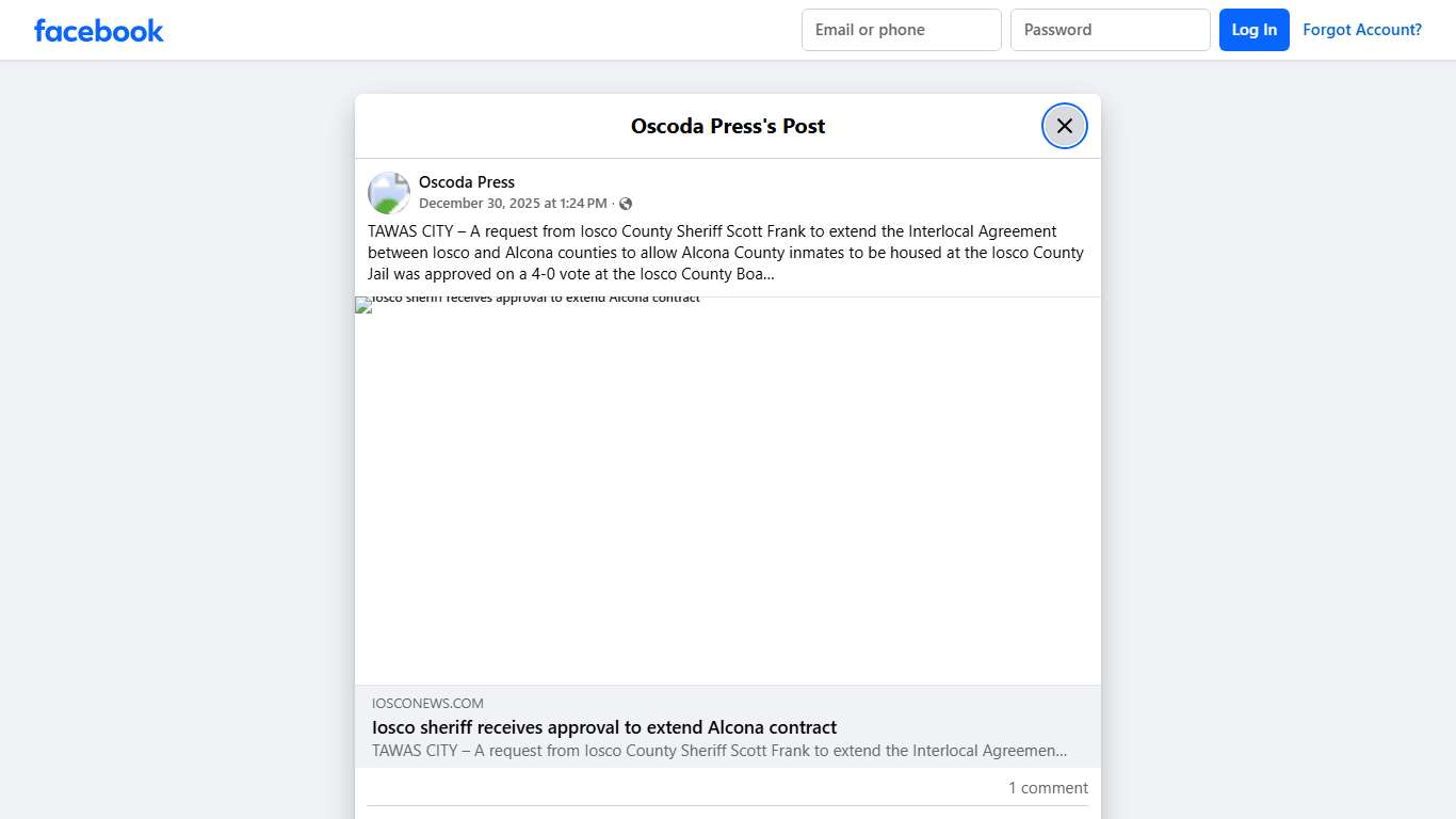 Oscoda Press - TAWAS CITY – A request from Iosco County... | Facebook